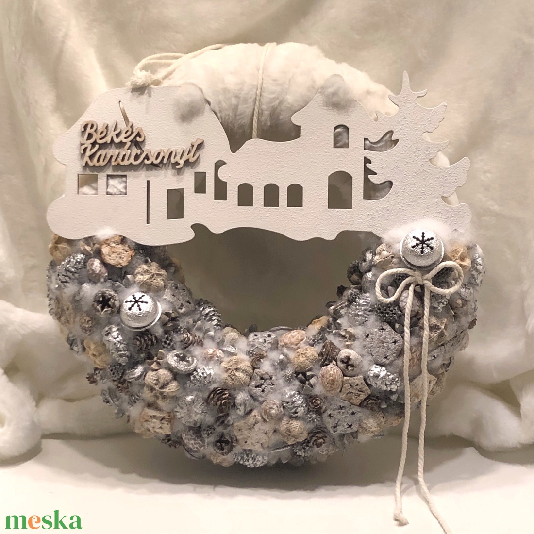 Adventi és karácsonyi nagy méretű, világító kopogtató - karácsony - adventi díszek - adventi ajtódísz - Meska.hu