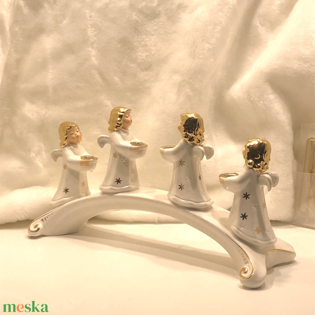 Goebel hófehér porcelán adventi gyertyatartó - karácsony - adventi díszek - adventi gyertyadíszek és koszorúdíszek - Meska.hu