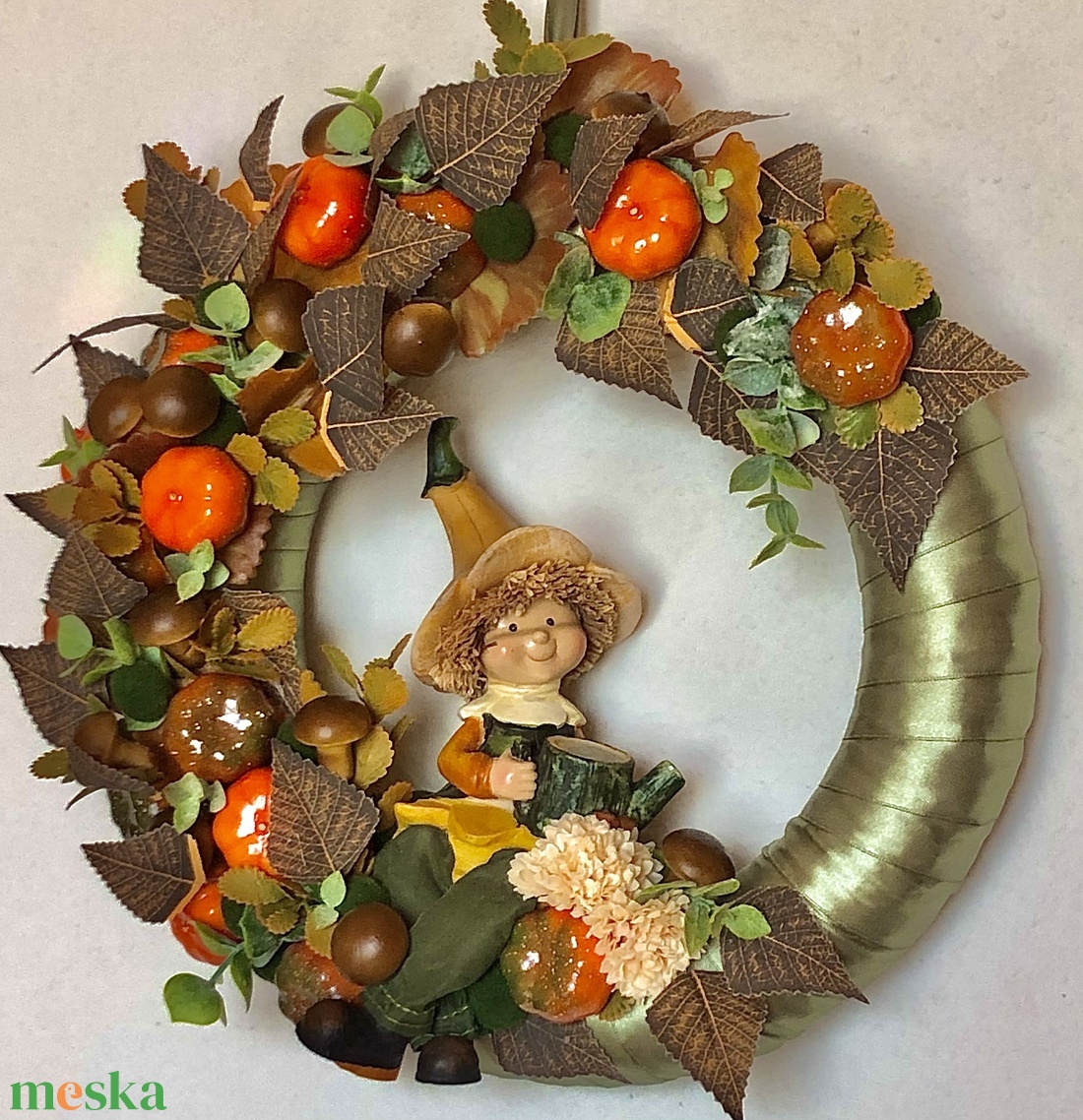 Őszi nagy méretű tökös kopogtató tökgyerekkel - otthon & életmód - dekoráció - ajtó- és ablak dekoráció - ajtódísz & kopogtató - Meska.hu