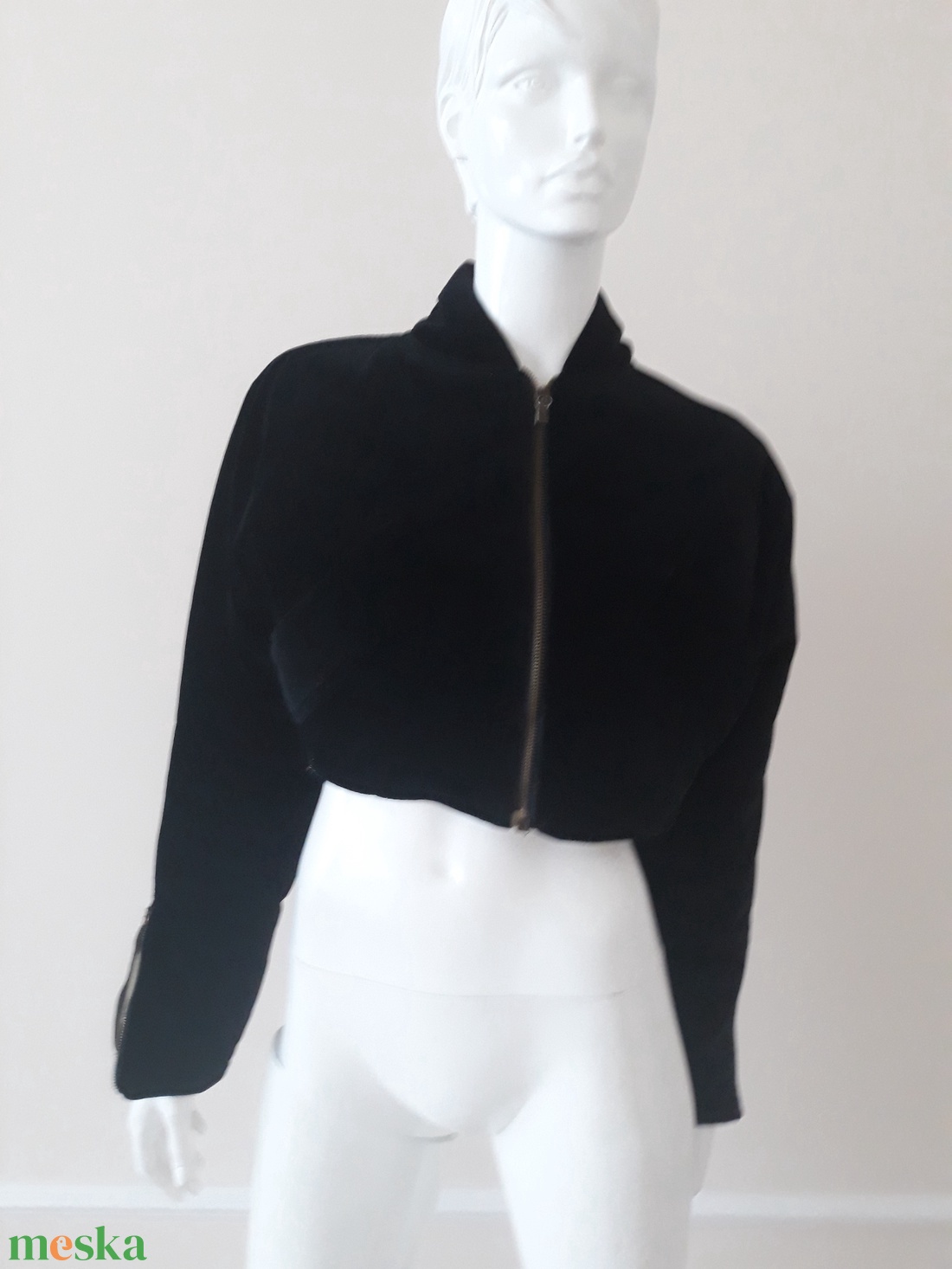 Vintage Oaks by Ferré fekete bársony dzseki M méret - ruha & divat - női ruha - kabát - Meska.hu