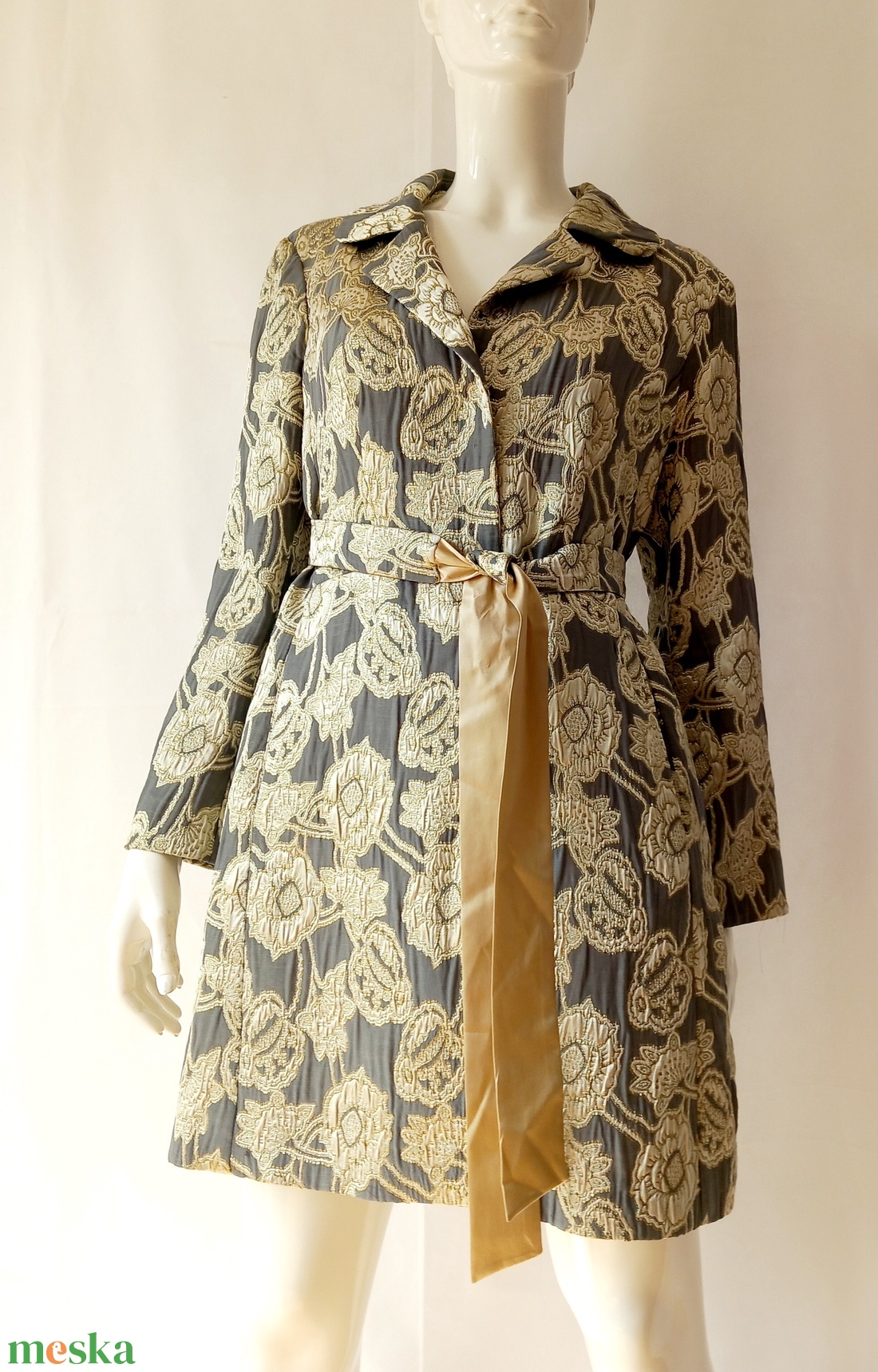 Schumacher elegáns kabát selyem övvel L méret - ruha & divat - női ruha - kabát - Meska.hu