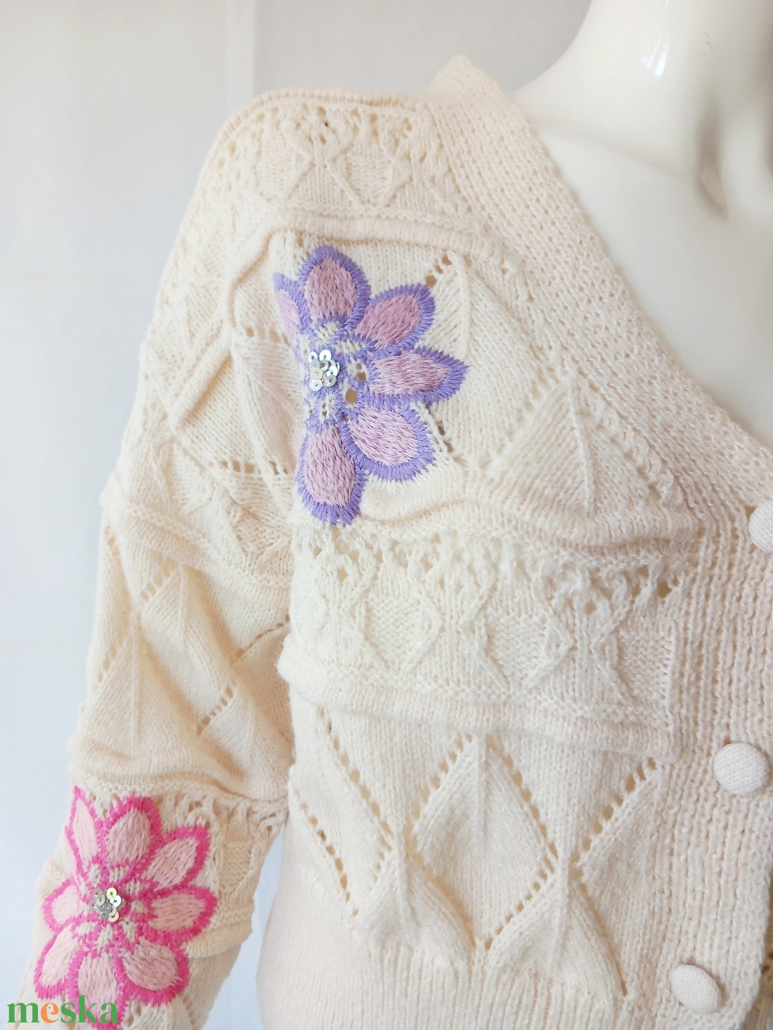 Luisa Spagnioli himzett kardigán M méret - ruha & divat - női ruha - pulóver - Meska.hu