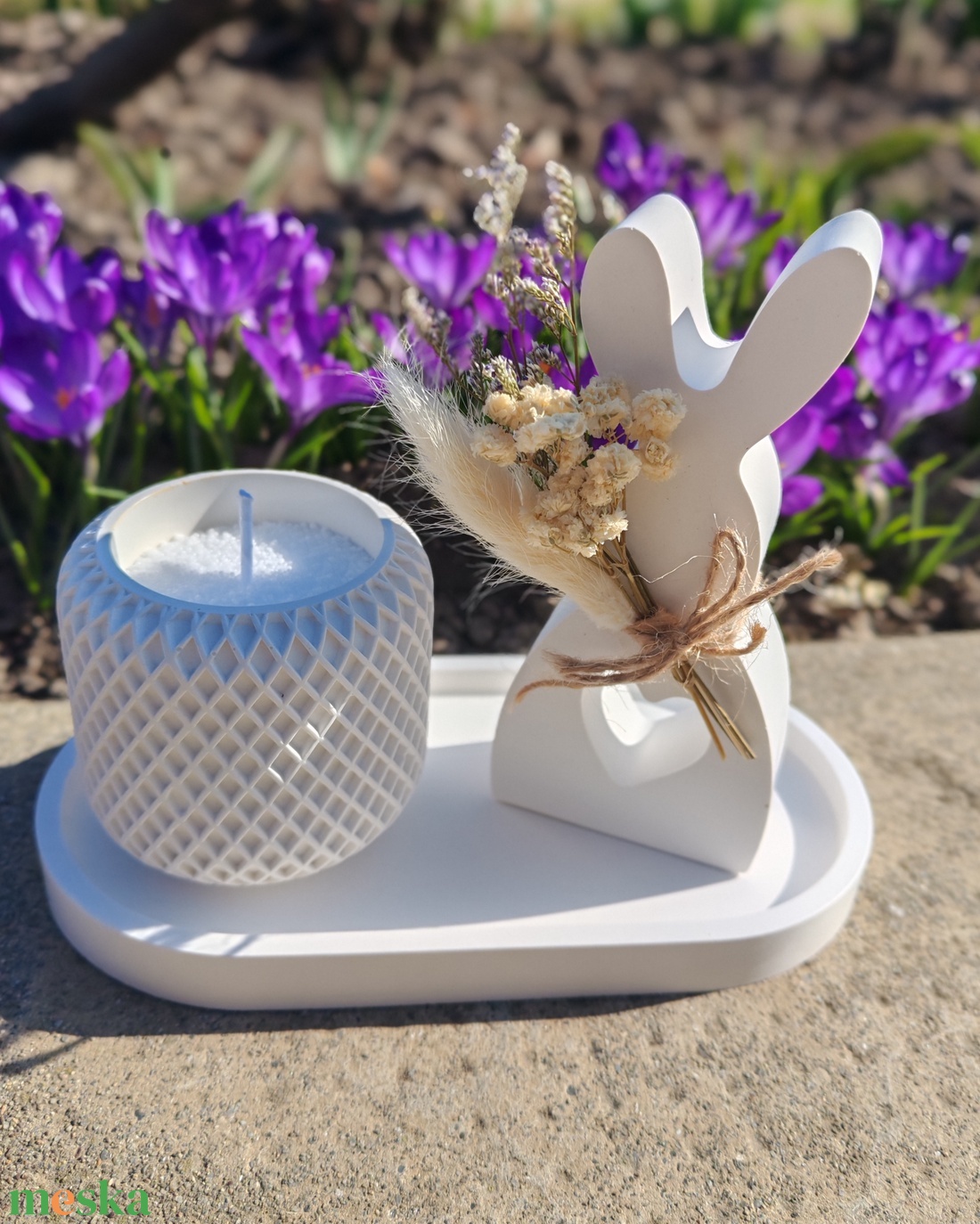 Húsvéti asztaldísz gyertyával  - ünnepi díszek, dekorációk - húsvéti díszek és dekorációk - húsvéti virágos díszek - Meska.hu