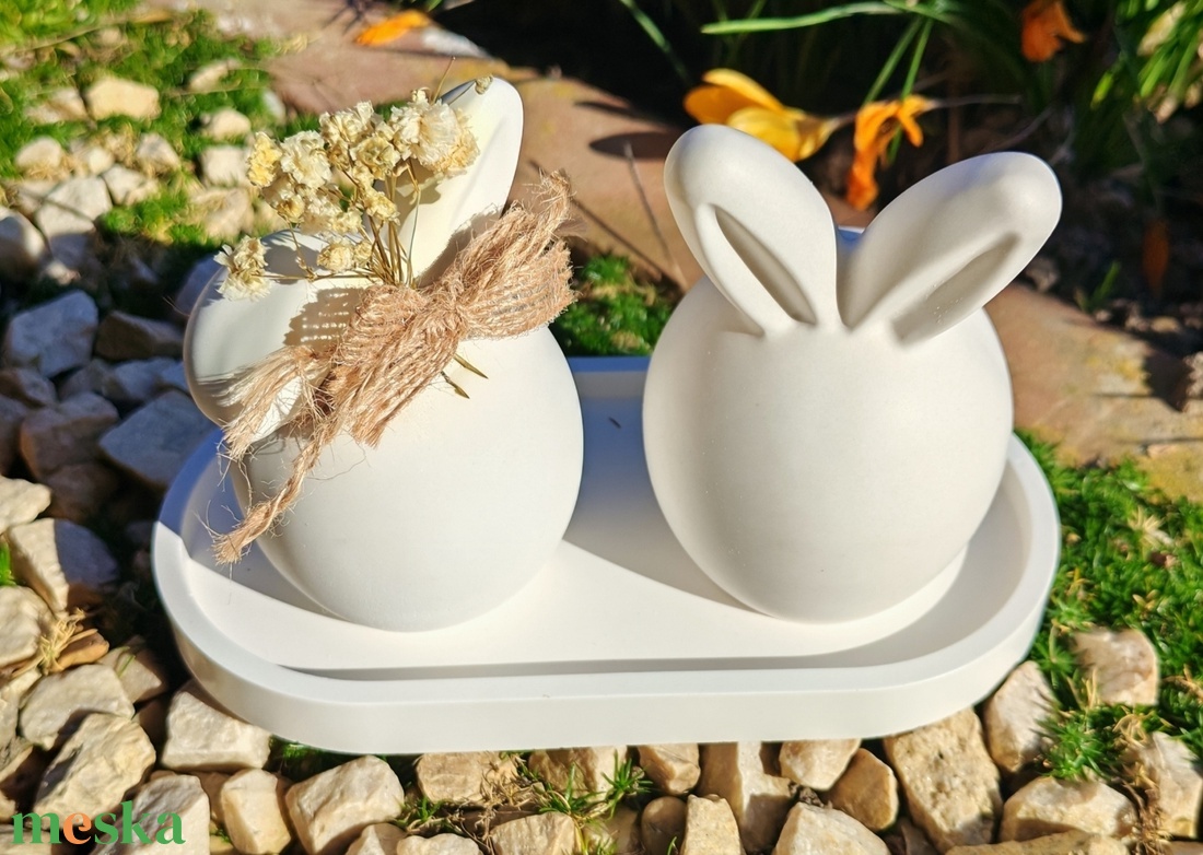 Nyuszis húsvéti dekoráció - ünnepi díszek, dekorációk - húsvéti díszek és dekorációk - húsvéti virágos díszek - Meska.hu