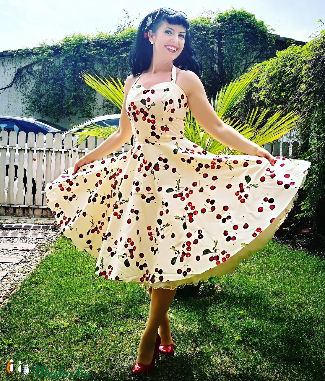 Pinup Rockabilly ruha,  cseresznye mintás, cseresznyés - ruha & divat - női ruha - ruha - Meska.hu