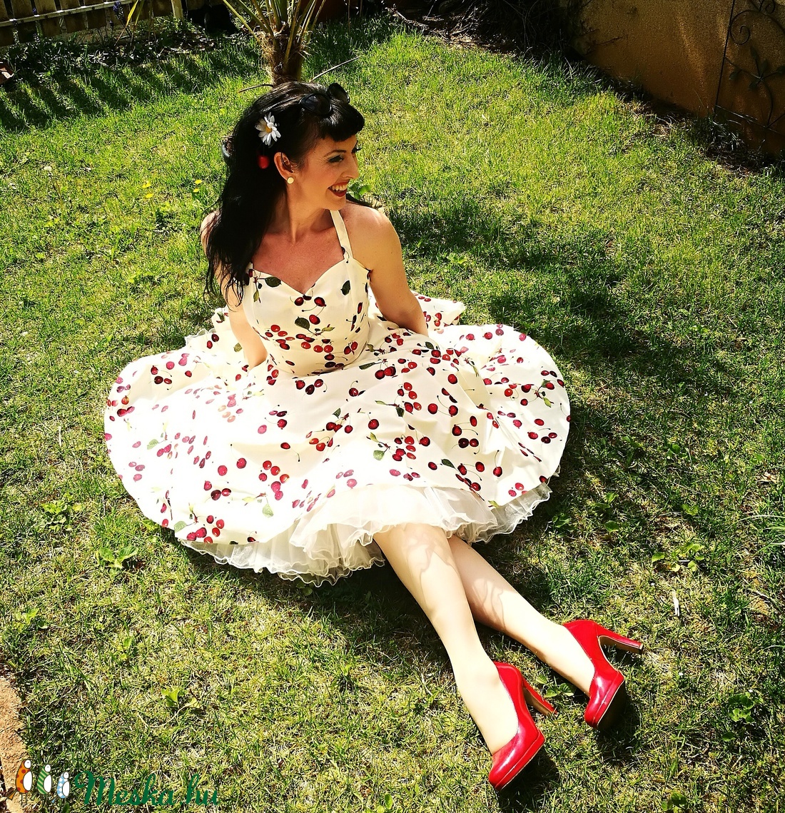 Pinup Rockabilly ruha,  cseresznye mintás, cseresznyés - ruha & divat - női ruha - ruha - Meska.hu