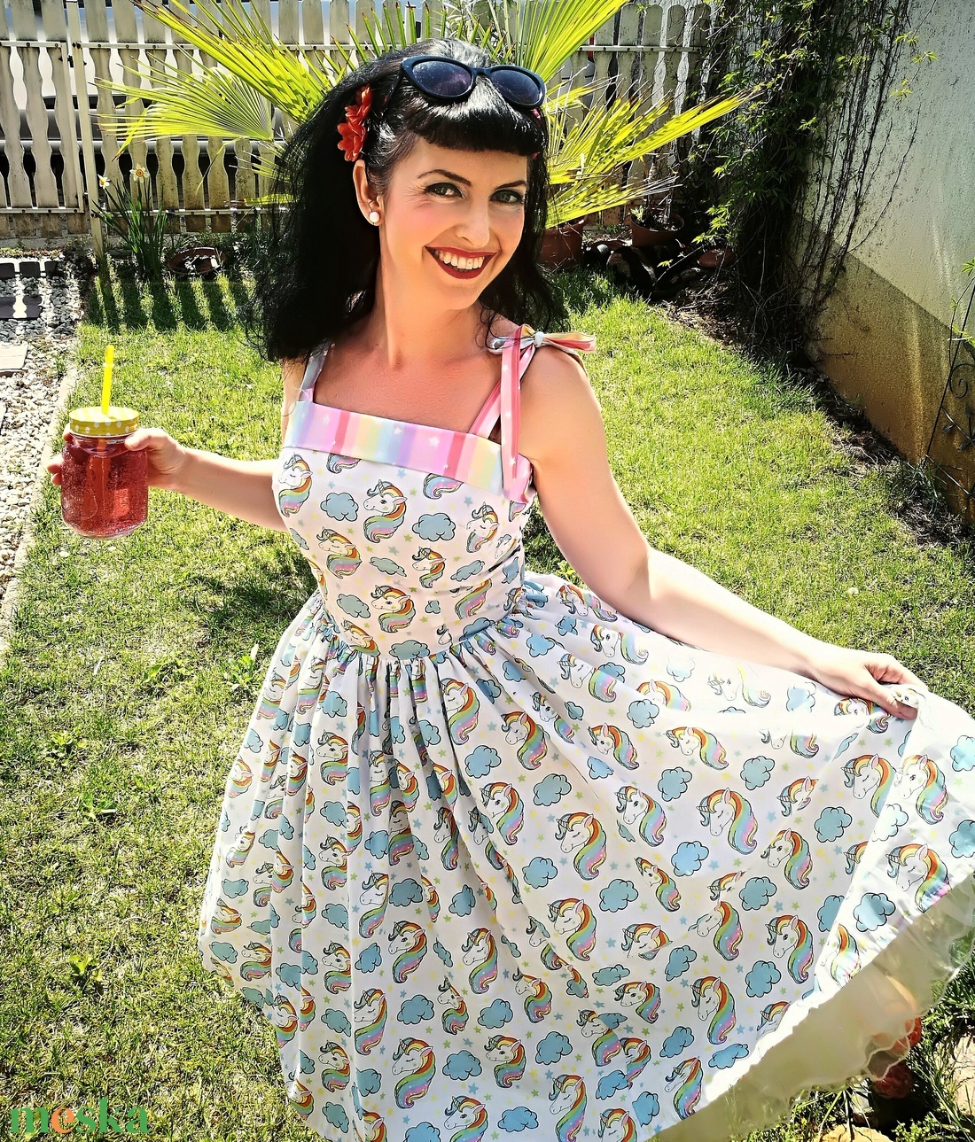 Pinup Rockabilly ruha Unikornis mintás, Egyszarvú, szivárvány - ruha & divat - női ruha - ruha - Meska.hu Pinup Rockabilly ruha Unikornis mintás, Egyszarvú, szivárvány - ruha & divat - női ruha - ruha - Meska.hu