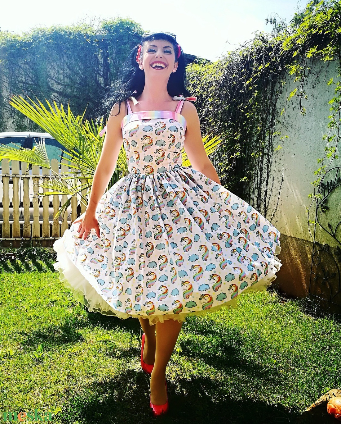 Pinup Rockabilly ruha Unikornis mintás, Egyszarvú, szivárvány - ruha & divat - női ruha - ruha - Meska.hu Pinup Rockabilly ruha Unikornis mintás, Egyszarvú, szivárvány - ruha & divat - női ruha - ruha - Meska.hu