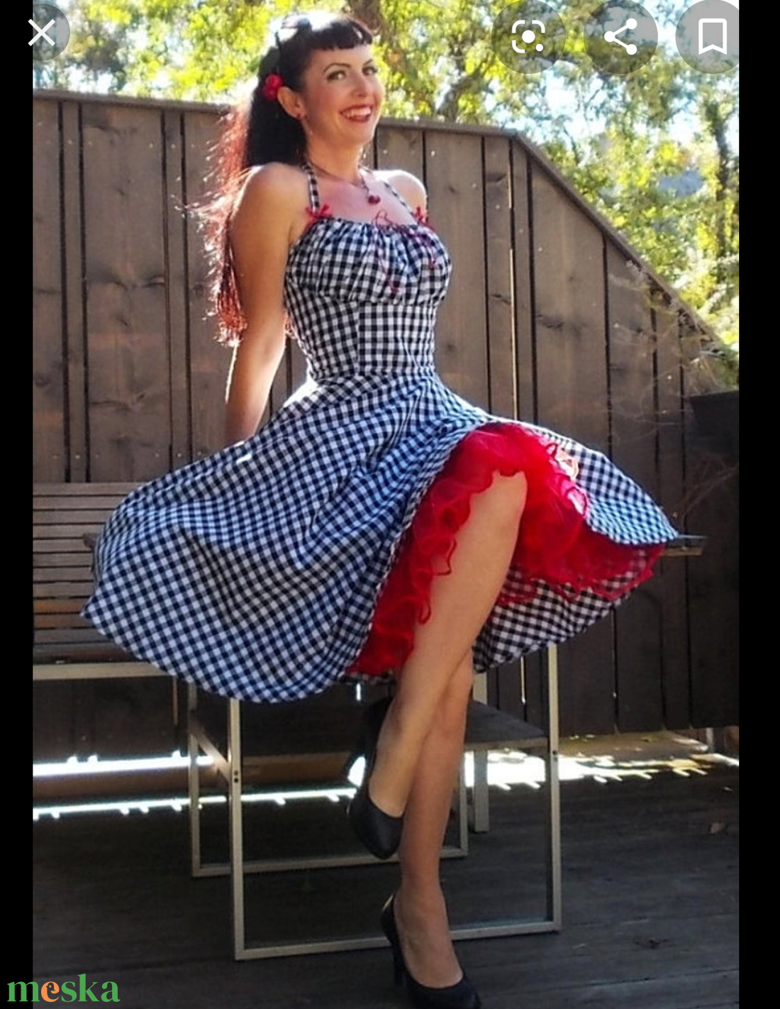 Pinup Rockabilly ruha fekete fehér kockás - ruha & divat - női ruha - ruha - Meska.hu