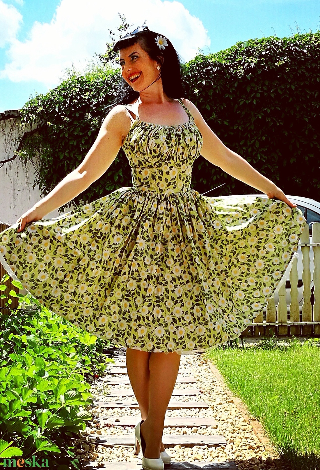 Pinup Rockabilly ruha sárga vagy zöld százszorszép mintás, virágos - ruha & divat - női ruha - ruha - Meska.hu Pinup Rockabilly ruha sárga vagy zöld százszorszép mintás, virágos - ruha & divat - női ruha - ruha - Meska.hu