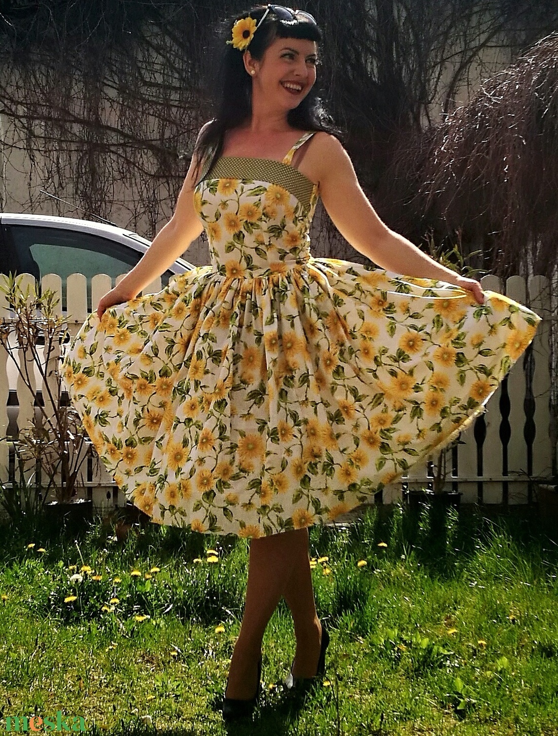 Pinup Rockabilly ruha Napraforgó mintás, virágos - ruha & divat - női ruha - ruha - Meska.hu Pinup Rockabilly ruha Napraforgó mintás, virágos - ruha & divat - női ruha - ruha - Meska.hu