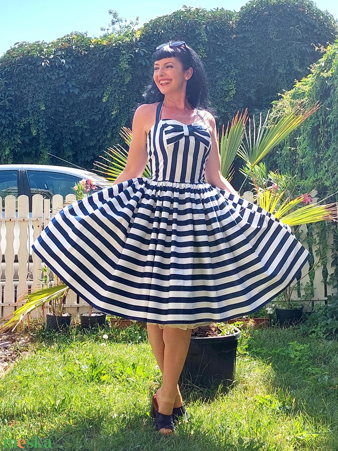 Pinup Rockabilly Navy tengerész csíkos ruha - ruha & divat - női ruha - szoknya - Meska.hu Pinup Rockabilly Navy tengerész csíkos ruha - ruha & divat - női ruha - szoknya - Meska.hu