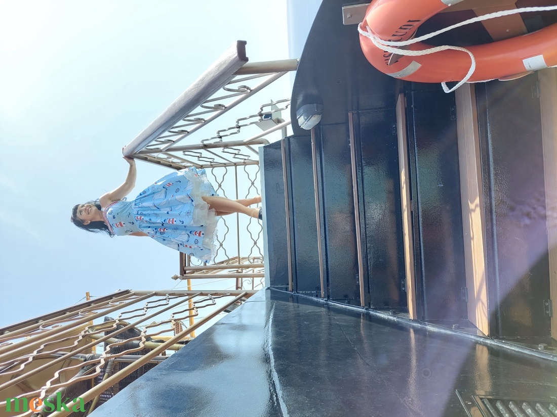 Pinup Rockabilly ruha vitorlás,  sirály mintás,  tengeres - ruha & divat - női ruha - ruha - Meska.hu