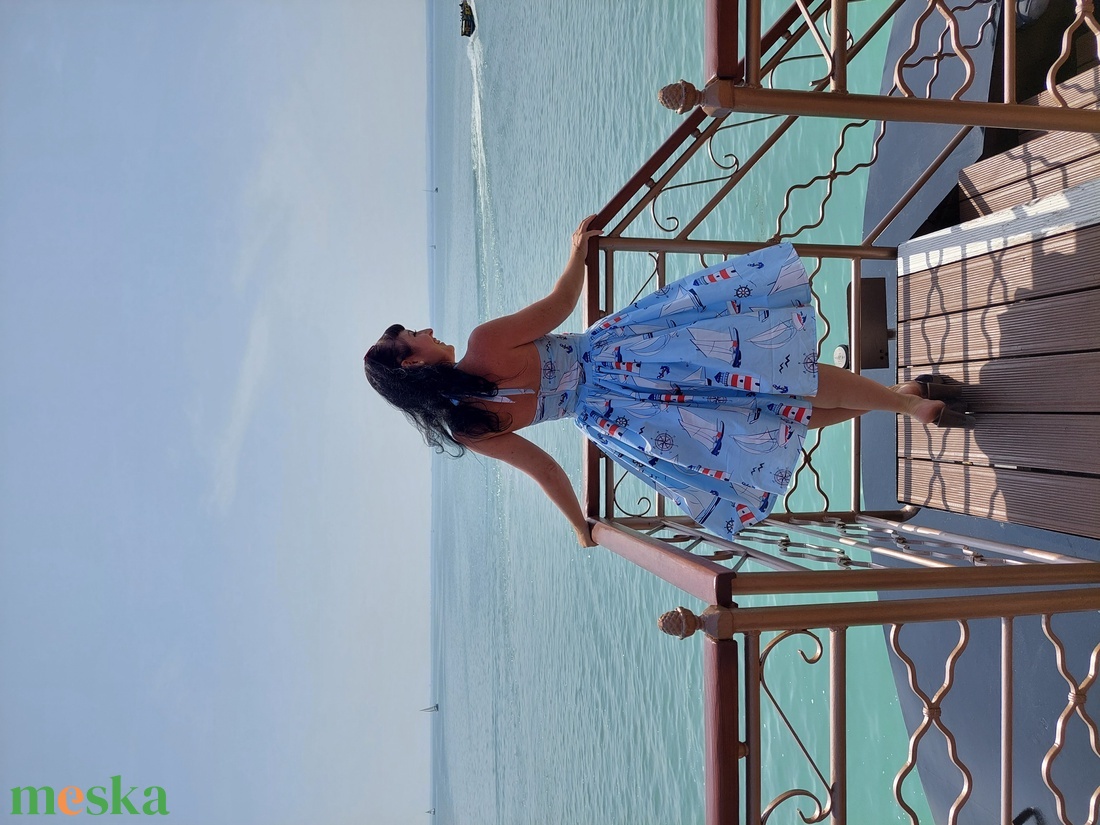 Pinup Rockabilly ruha vitorlás,  sirály mintás,  tengeres - ruha & divat - női ruha - ruha - Meska.hu