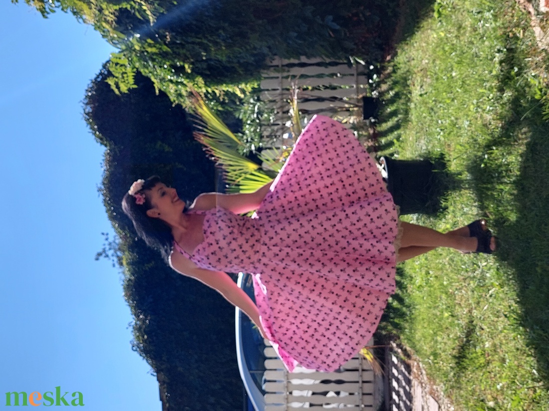 Pinup Rockabilly ruha Koponyás Baby Pink Halloween  - otthon & életmód - dekoráció - halloween - halloweeni jelmez és kiegészítők - Meska.hu