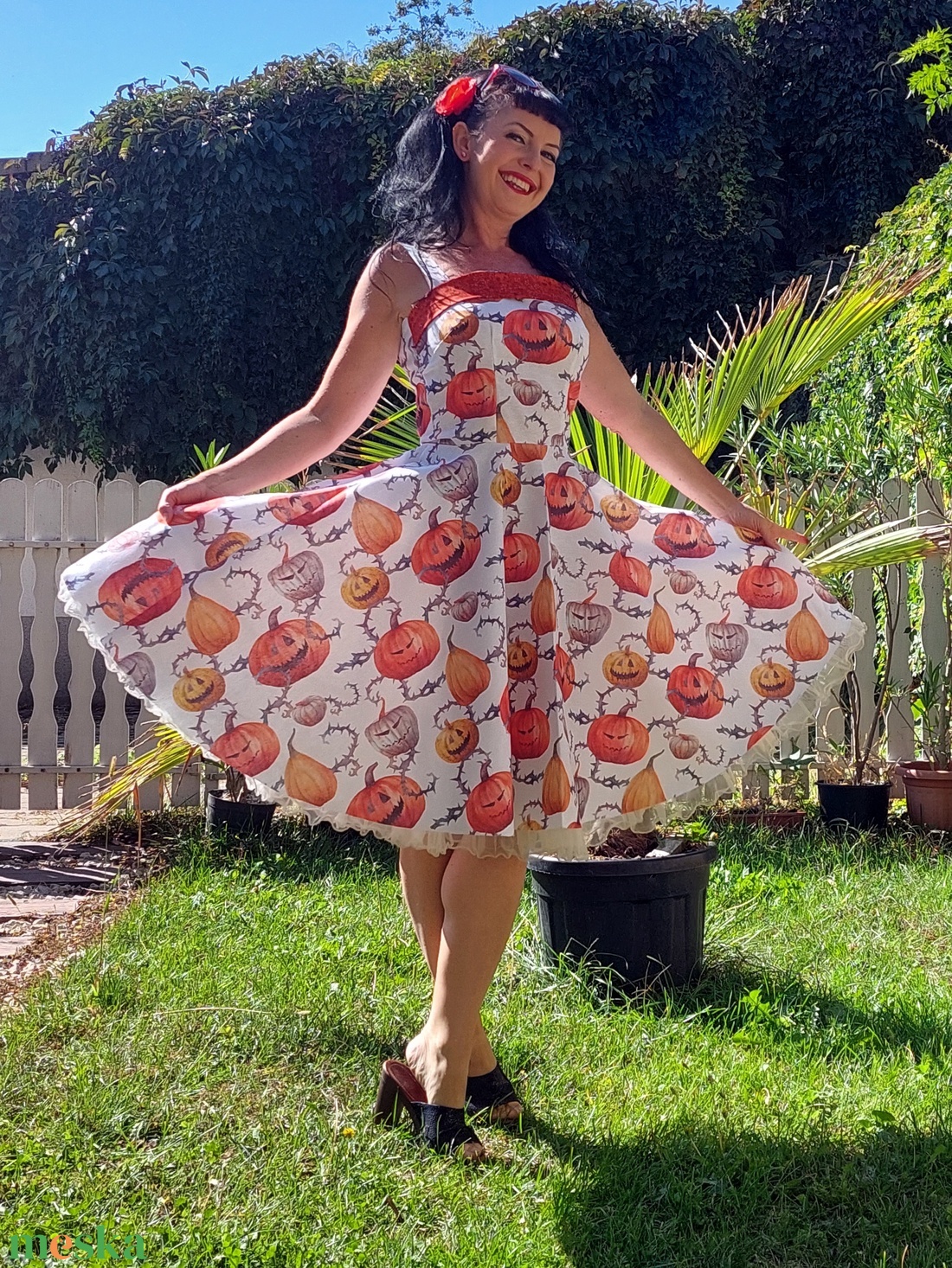 Pinup Rockabilly ruha vidám tökök Halloween  - otthon & életmód - dekoráció - halloween - halloweeni jelmez és kiegészítők - Meska.hu
