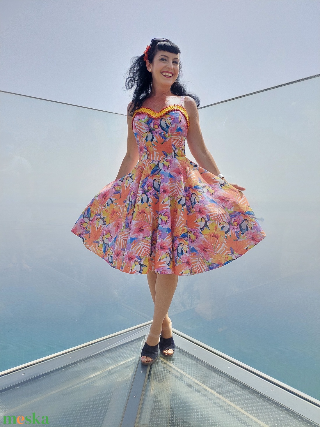 Pinup Rockabilly trópusi mintás  - ruha & divat - női ruha - ruha - Meska.hu