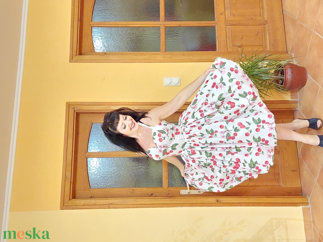 Pinup Rockabilly ruha cseresznye mintás, virágos - ruha & divat - női ruha - ruha - Meska.hu