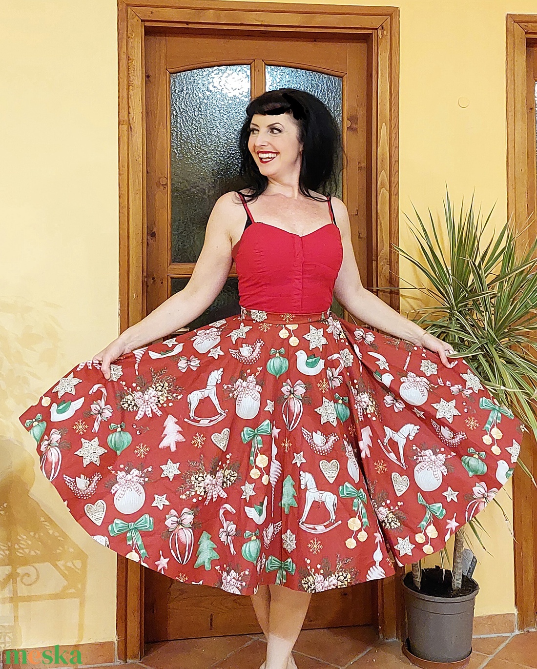 Pinup Rockabilly szoknya karácsonyi mintás  - ruha & divat - női ruha - ruha - Meska.hu