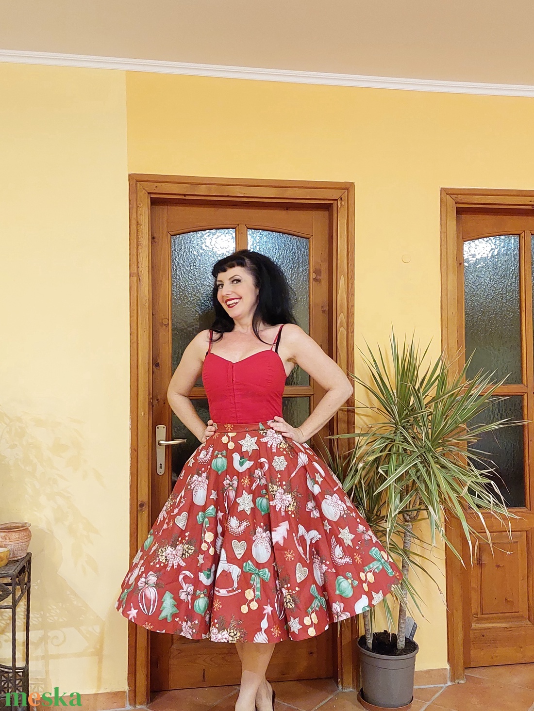 Pinup Rockabilly szoknya karácsonyi mintás  - ruha & divat - női ruha - ruha - Meska.hu