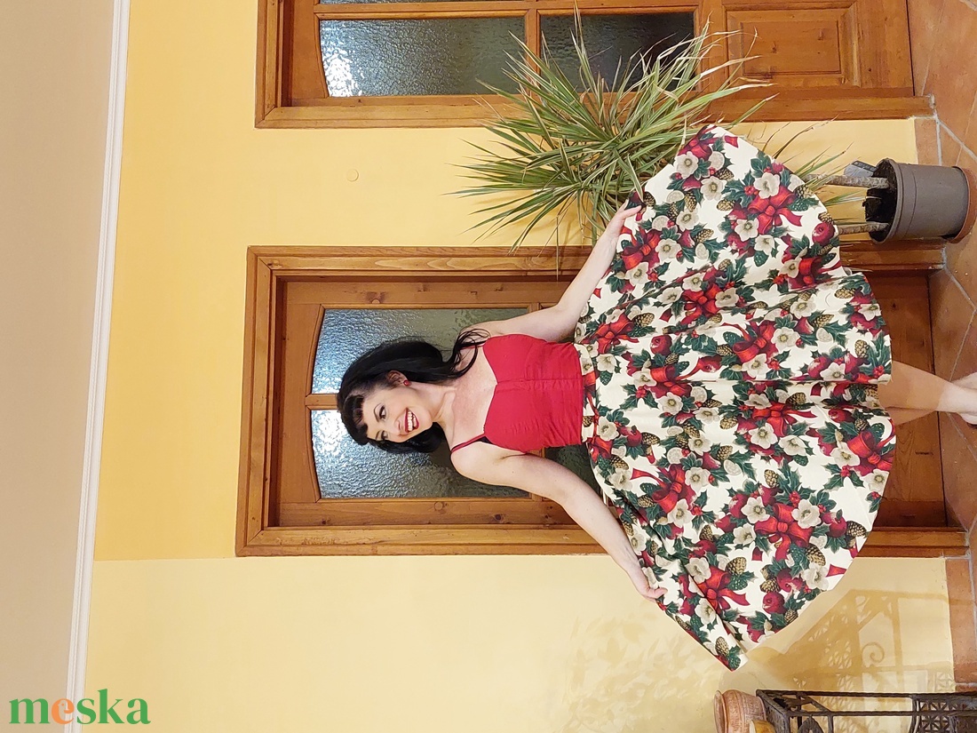 Pinup Rockabilly szoknya karácsonyi mintás  - ruha & divat - babaruha & gyerekruha - szoknya - Meska.hu