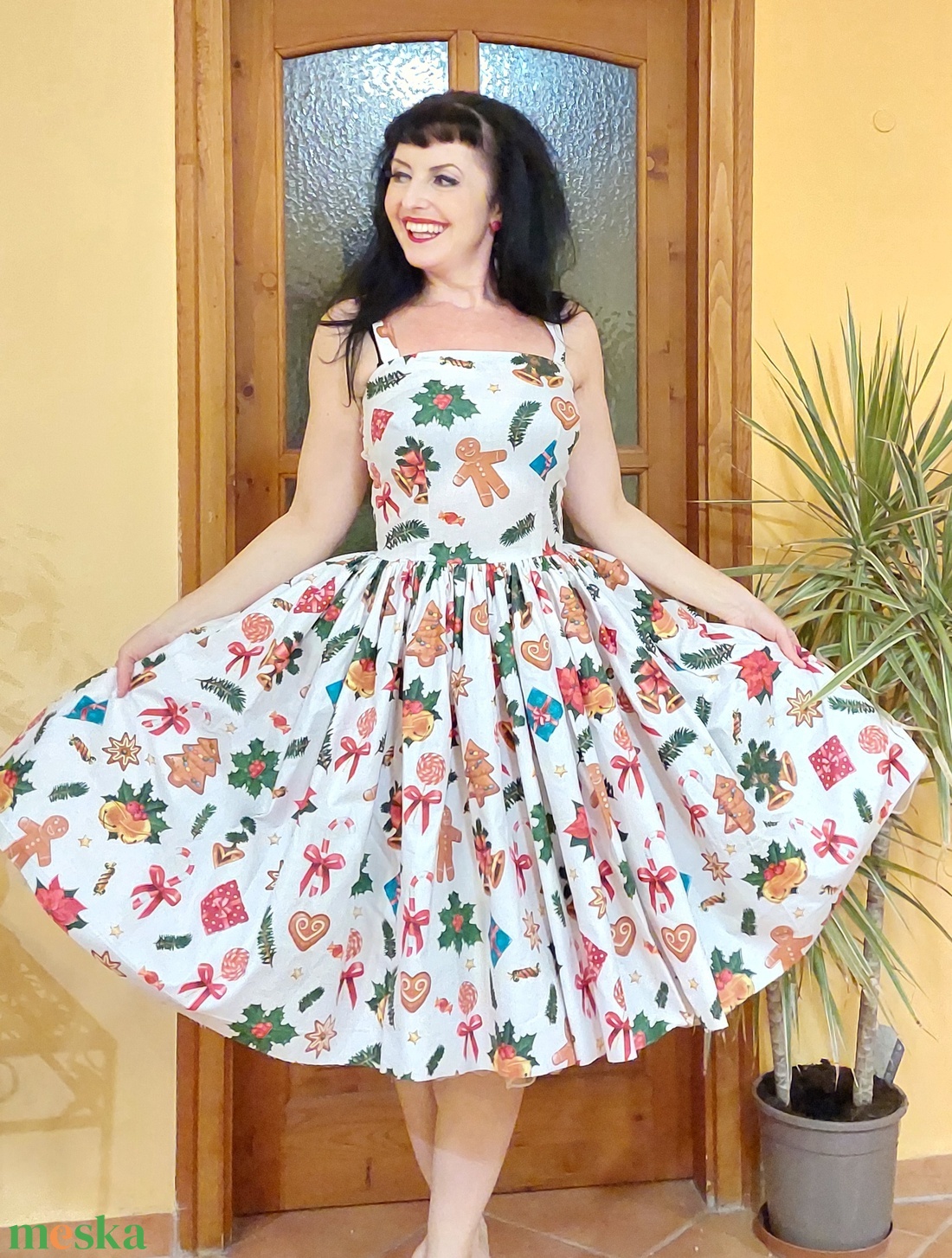 Pinup Rockabilly ruha, karácsonyi mintás - ruha & divat - női ruha - ruha - Meska.hu Pinup Rockabilly ruha, karácsonyi mintás - ruha & divat - női ruha - ruha - Meska.hu