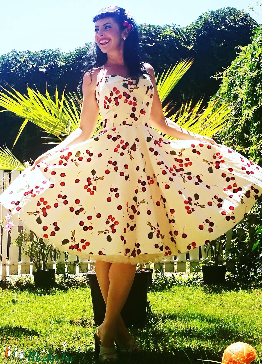 Pinup Rockabilly ruha,  cseresznye mintás, cseresznyés - ruha & divat - női ruha - ruha - Meska.hu