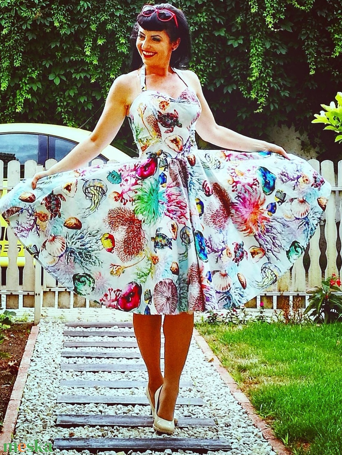 Pinup Rockabilly ruha tenger mintás,  tengeres - ruha & divat - női ruha - ruha - Meska.hu