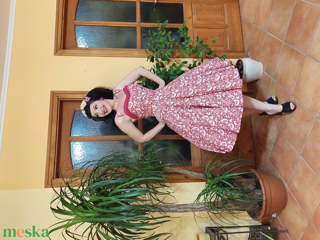 Folk Rockabilly ruha, matyó,  kalocsai népi mintás Valentin nap, néptánc  - ruha & divat - női ruha - ruha - Meska.hu