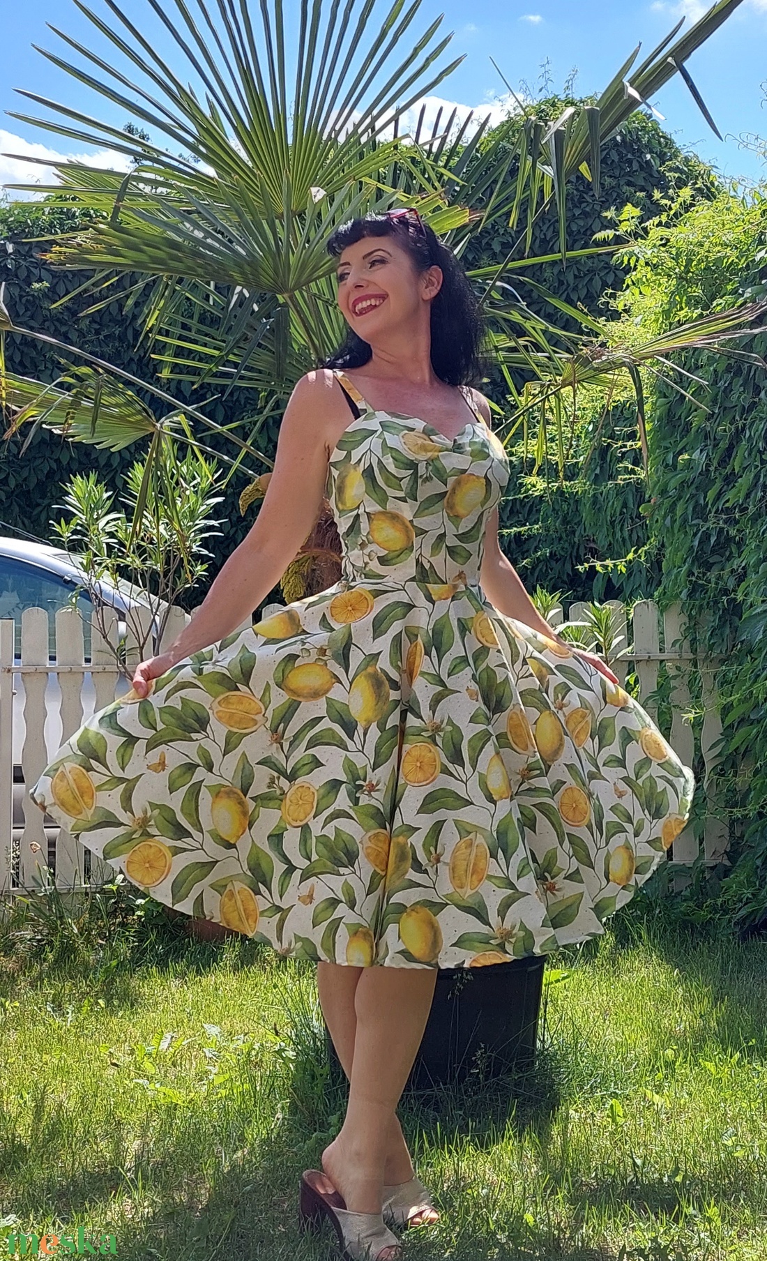 Pinup Rockabilly ruha,  citrom mintás  - ruha & divat - női ruha - ruha - Meska.hu