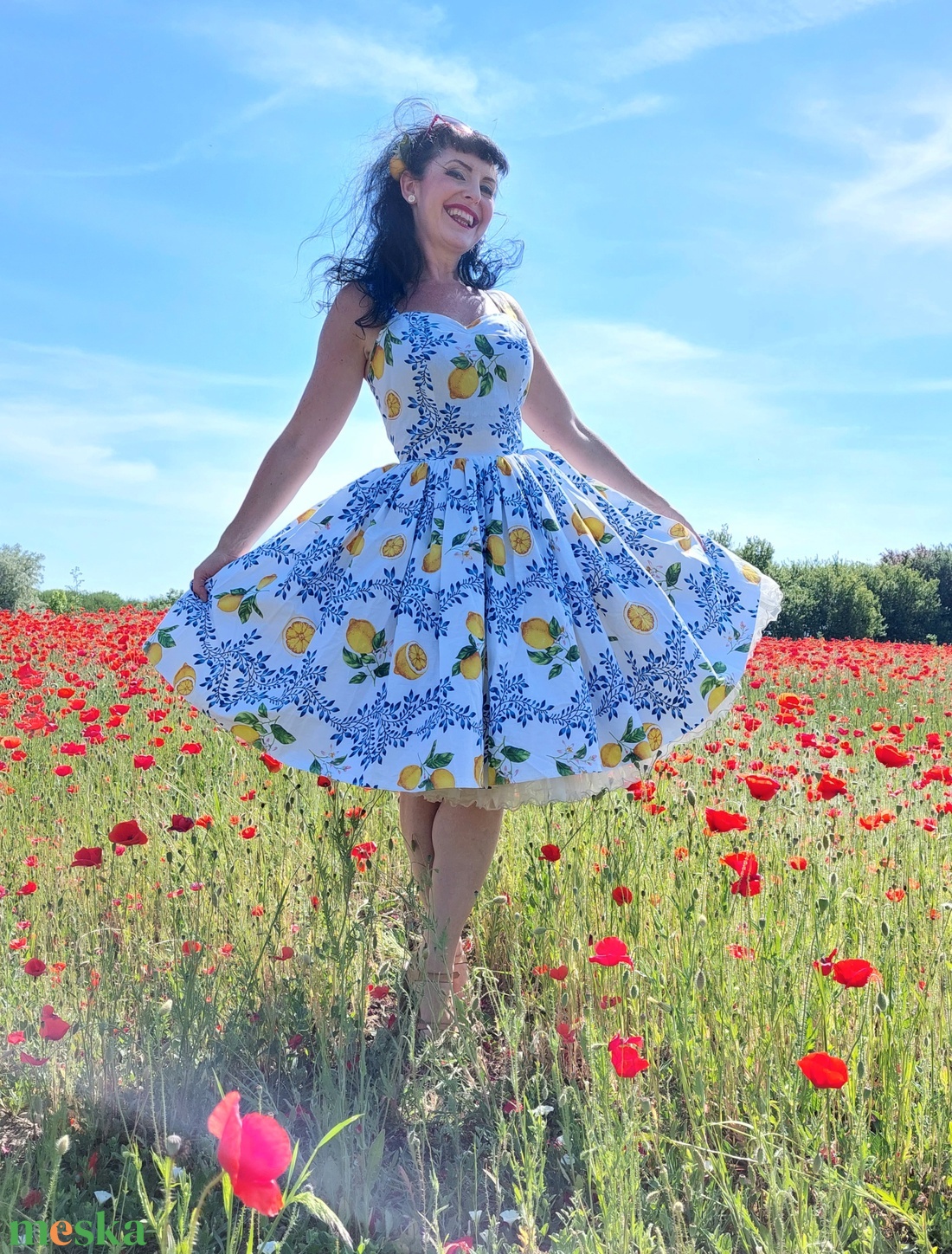 Pinup Rockabilly ruha citromos - ruha & divat - női ruha - ruha - Meska.hu