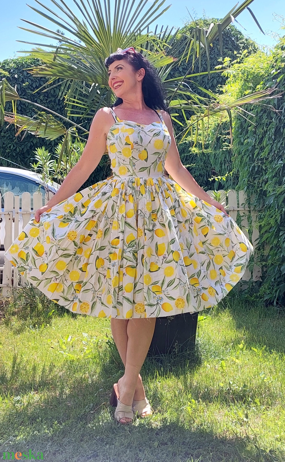 Rockabilly, pinup ruha citrom mintás  - ruha & divat - női ruha - ruha - Meska.hu