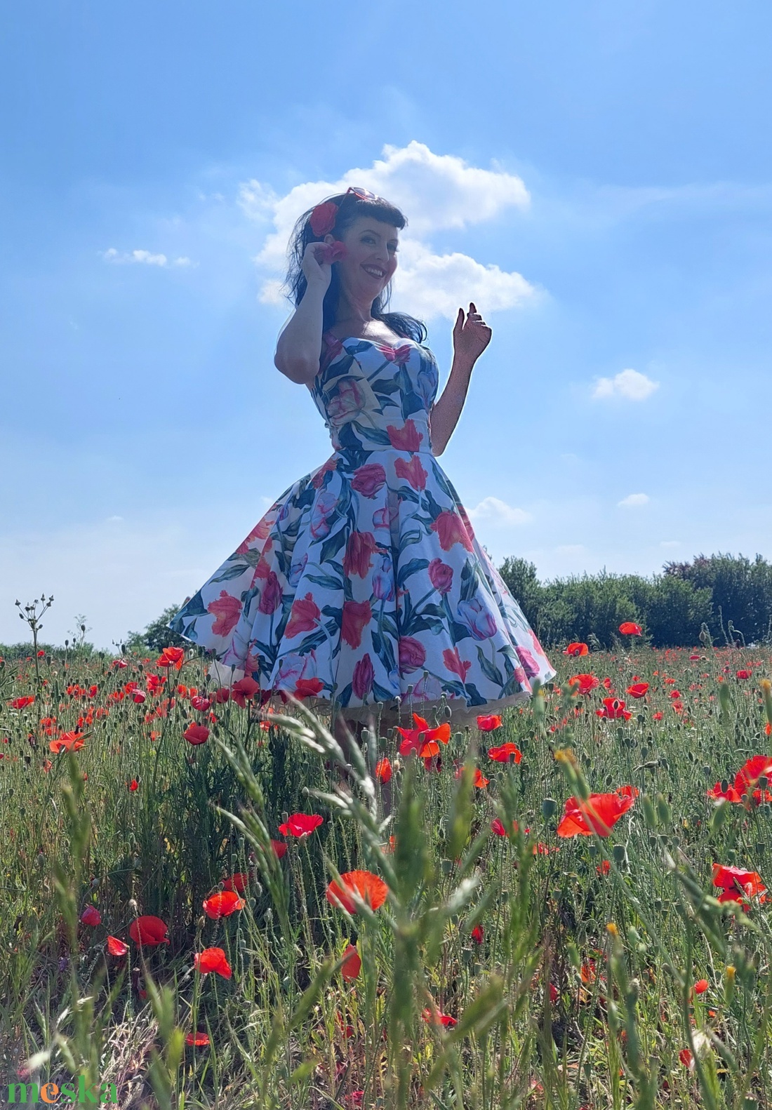 Pinup Rockabilly ruha, tulipán mintás - ruha & divat - női ruha - ruha - Meska.hu Pinup Rockabilly ruha, tulipán mintás - ruha & divat - női ruha - ruha - Meska.hu