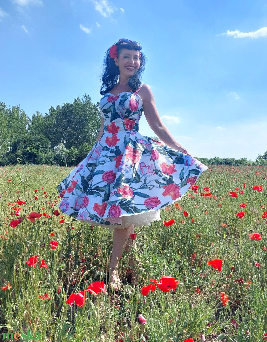 Pinup Rockabilly ruha, tulipán mintás - ruha & divat - női ruha - ruha - Meska.hu Pinup Rockabilly ruha, tulipán mintás - ruha & divat - női ruha - ruha - Meska.hu