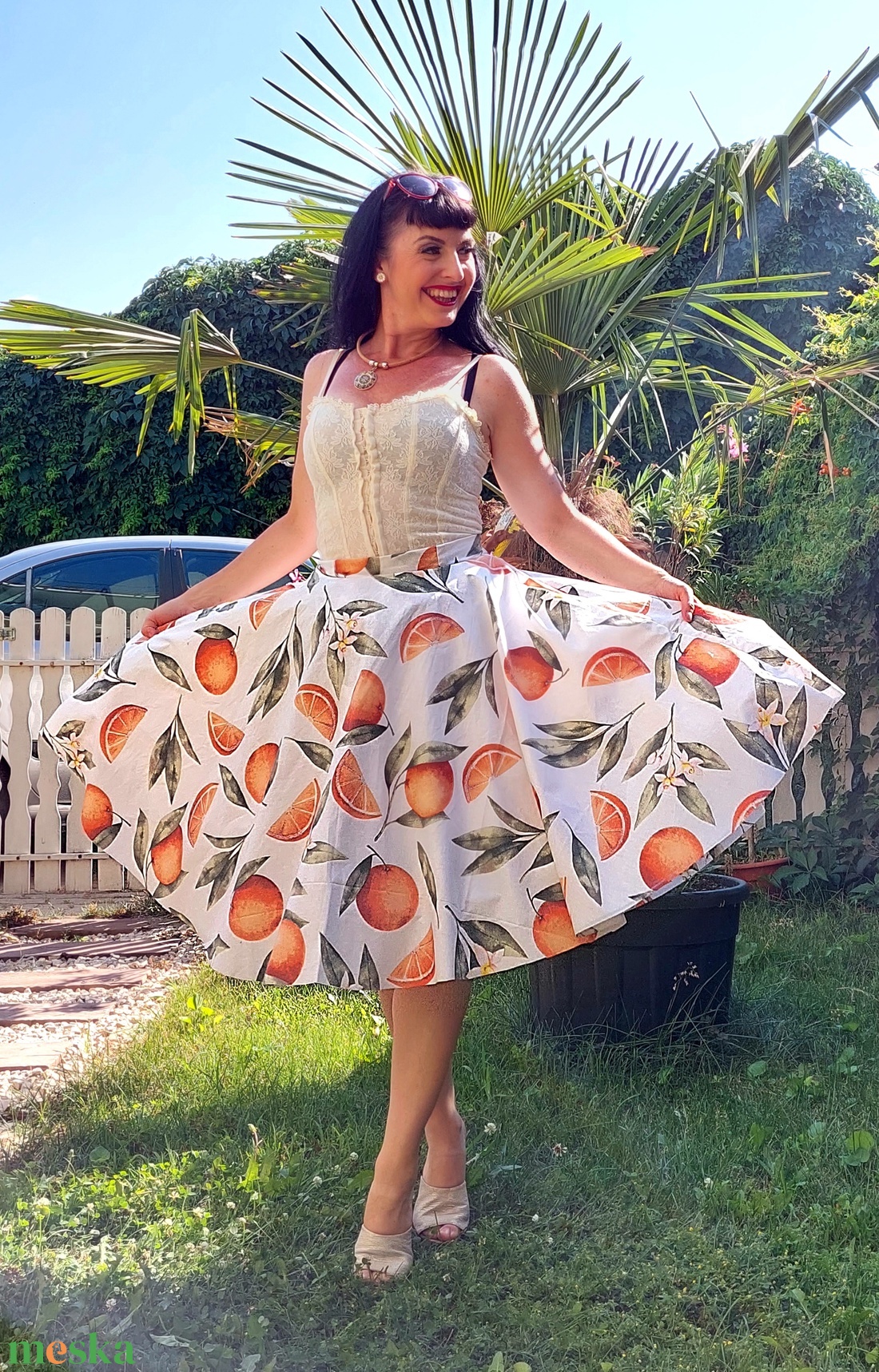 Rockabilly szoknya narancsos  - ruha & divat - női ruha - szoknya - Meska.hu