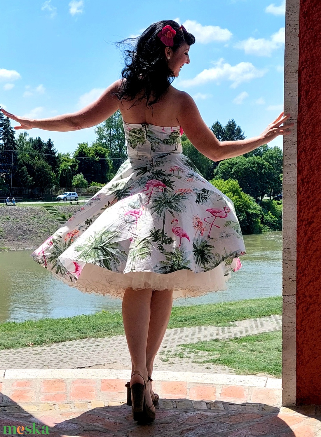 Folk Rockabilly ruha flamingo és palma mintás fodorral LIMITÁLT - ruha & divat - női ruha - ruha - Meska.hu Folk Rockabilly ruha flamingo és palma mintás fodorral LIMITÁLT - ruha & divat - női ruha - ruha - Meska.hu