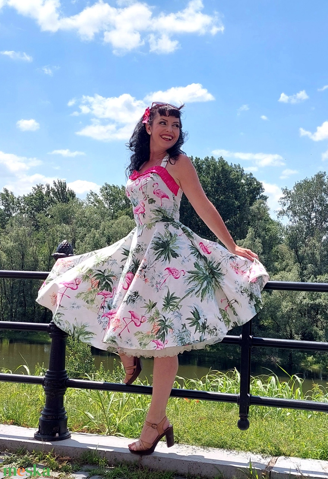 Folk Rockabilly ruha flamingo és palma mintás fodorral LIMITÁLT - ruha & divat - női ruha - ruha - Meska.hu Folk Rockabilly ruha flamingo és palma mintás fodorral LIMITÁLT - ruha & divat - női ruha - ruha - Meska.hu