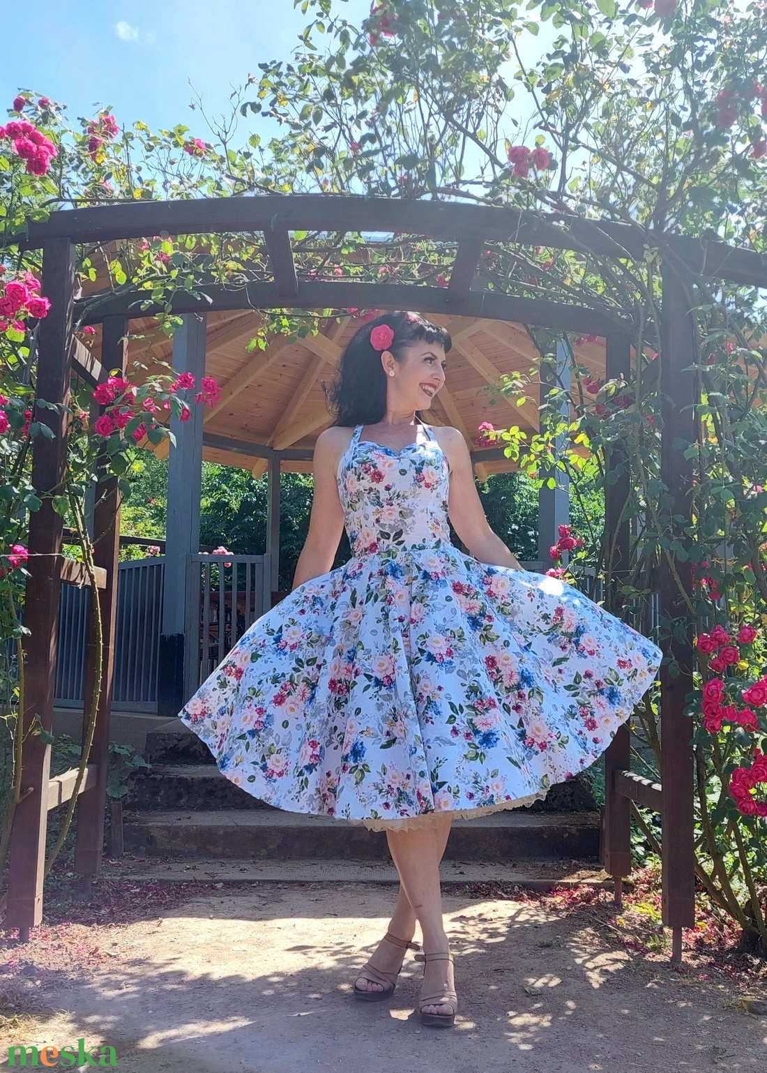 Rockabilly, pinup ruha rózsa mintás - ruha & divat - női ruha - ruha - Meska.hu Rockabilly, pinup ruha rózsa mintás - ruha & divat - női ruha - ruha - Meska.hu
