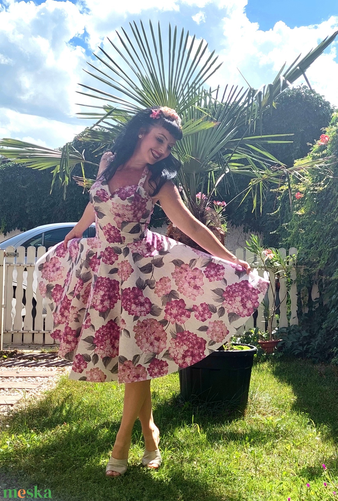 Rockabilly, pinup ruha Hortenzia mintás - ruha & divat - női ruha - ruha - Meska.hu Rockabilly, pinup ruha Hortenzia mintás - ruha & divat - női ruha - ruha - Meska.hu