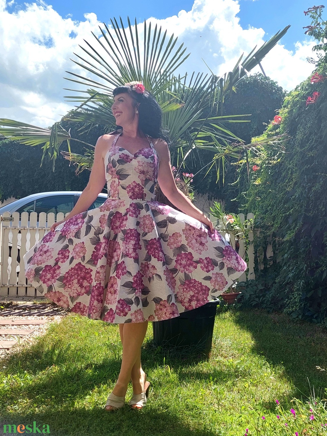 Rockabilly, pinup ruha Hortenzia mintás - ruha & divat - női ruha - ruha - Meska.hu Rockabilly, pinup ruha Hortenzia mintás - ruha & divat - női ruha - ruha - Meska.hu