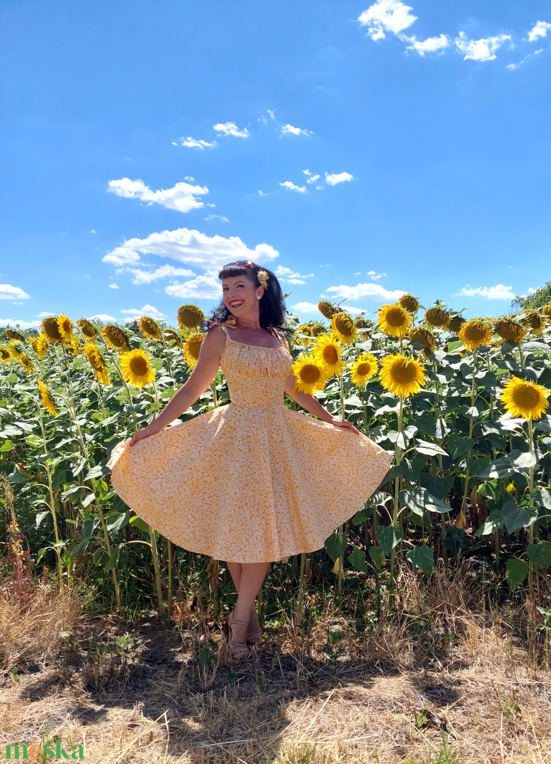 Pinup Rockabilly ruha, apró százszorszép, margareta mintás - ruha & divat - női ruha - ruha - Meska.hu Pinup Rockabilly ruha, apró százszorszép, margareta mintás - ruha & divat - női ruha - ruha - Meska.hu