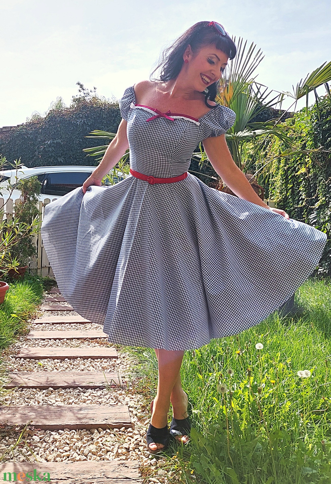 Pinup Rockabilly ruha kockás romantikus puffos ujjú   - ruha & divat - női ruha - ruha - Meska.hu Pinup Rockabilly ruha kockás romantikus puffos ujjú   - ruha & divat - női ruha - ruha - Meska.hu