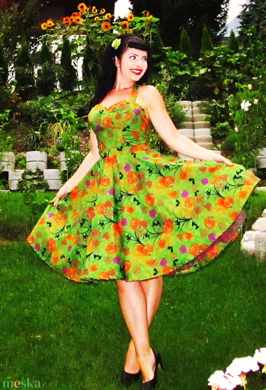 Pinup Rockabilly ruha vidám tökök Halloween  - otthon & életmód - dekoráció - halloween - halloweeni jelmez és kiegészítők - Meska.hu