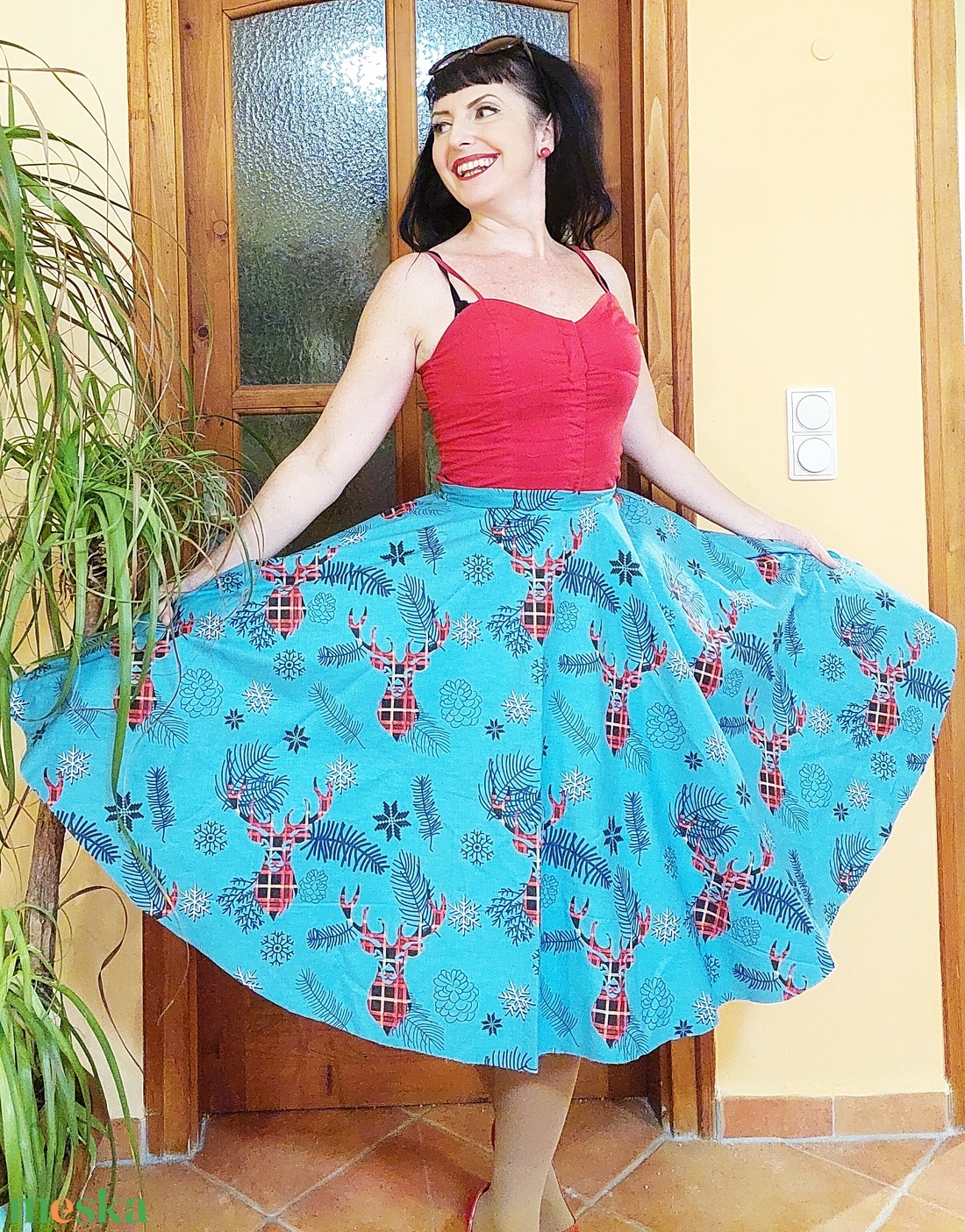 Pinup Rockabilly szoknya karácsonyi mintás  - karácsony - karácsonyi ruházat - Meska.hu