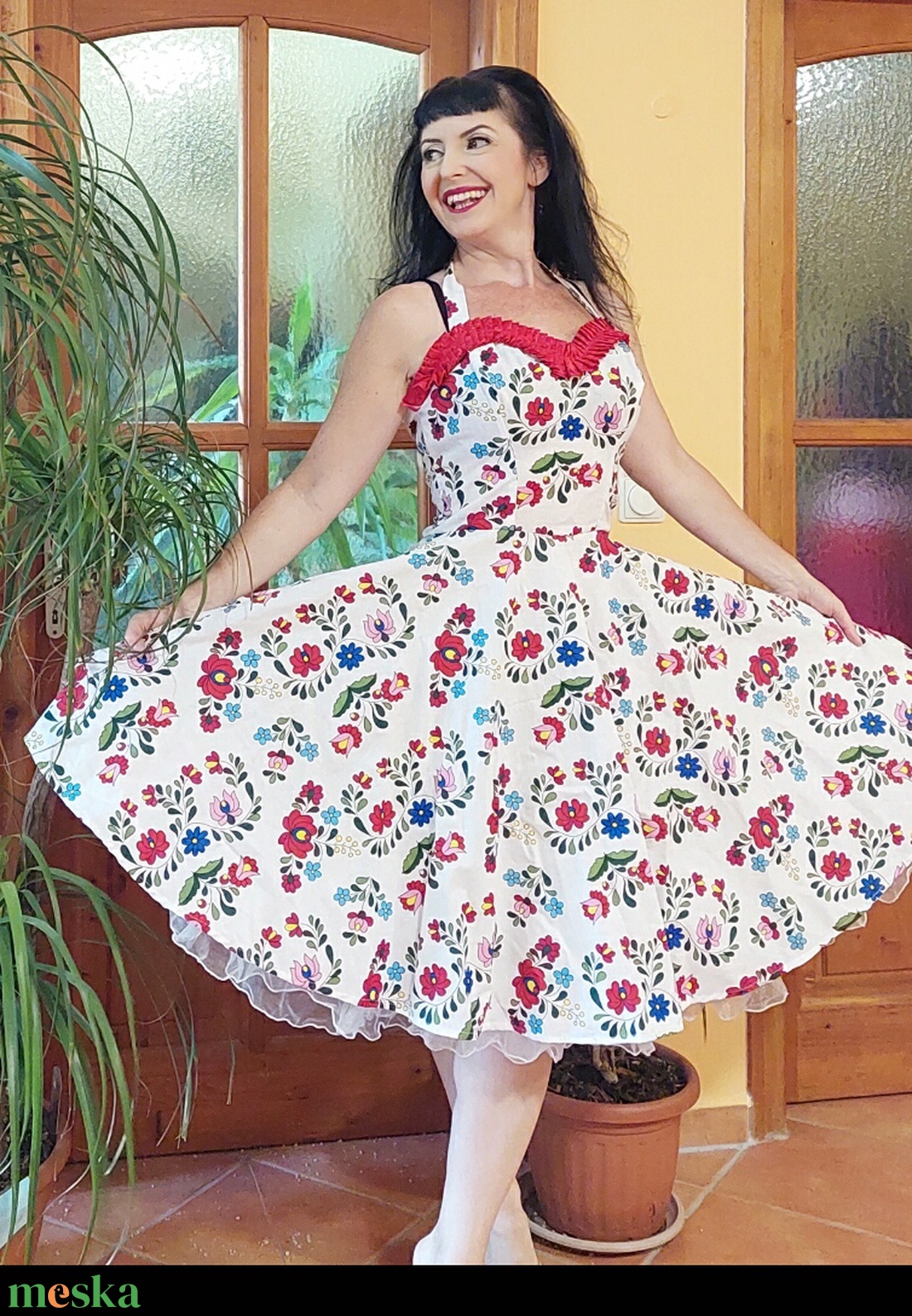 Folk Rockabilly ruha, kalocsai mintás fehér - ruha & divat - női ruha - ruha - Meska.hu Folk Rockabilly ruha, kalocsai mintás fehér - ruha & divat - női ruha - ruha - Meska.hu