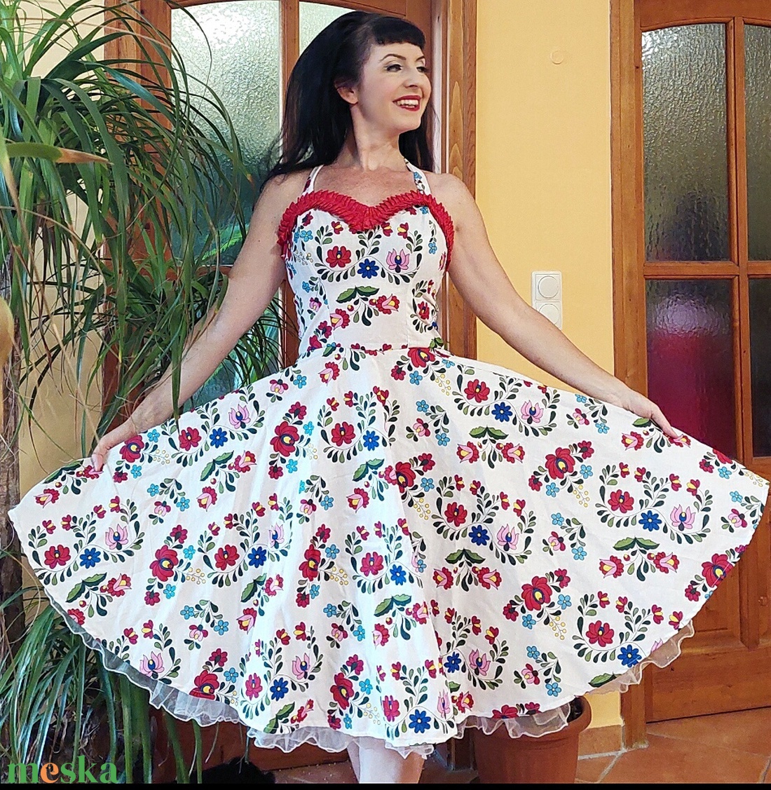Folk Rockabilly ruha, kalocsai mintás fehér - ruha & divat - női ruha - ruha - Meska.hu Folk Rockabilly ruha, kalocsai mintás fehér - ruha & divat - női ruha - ruha - Meska.hu