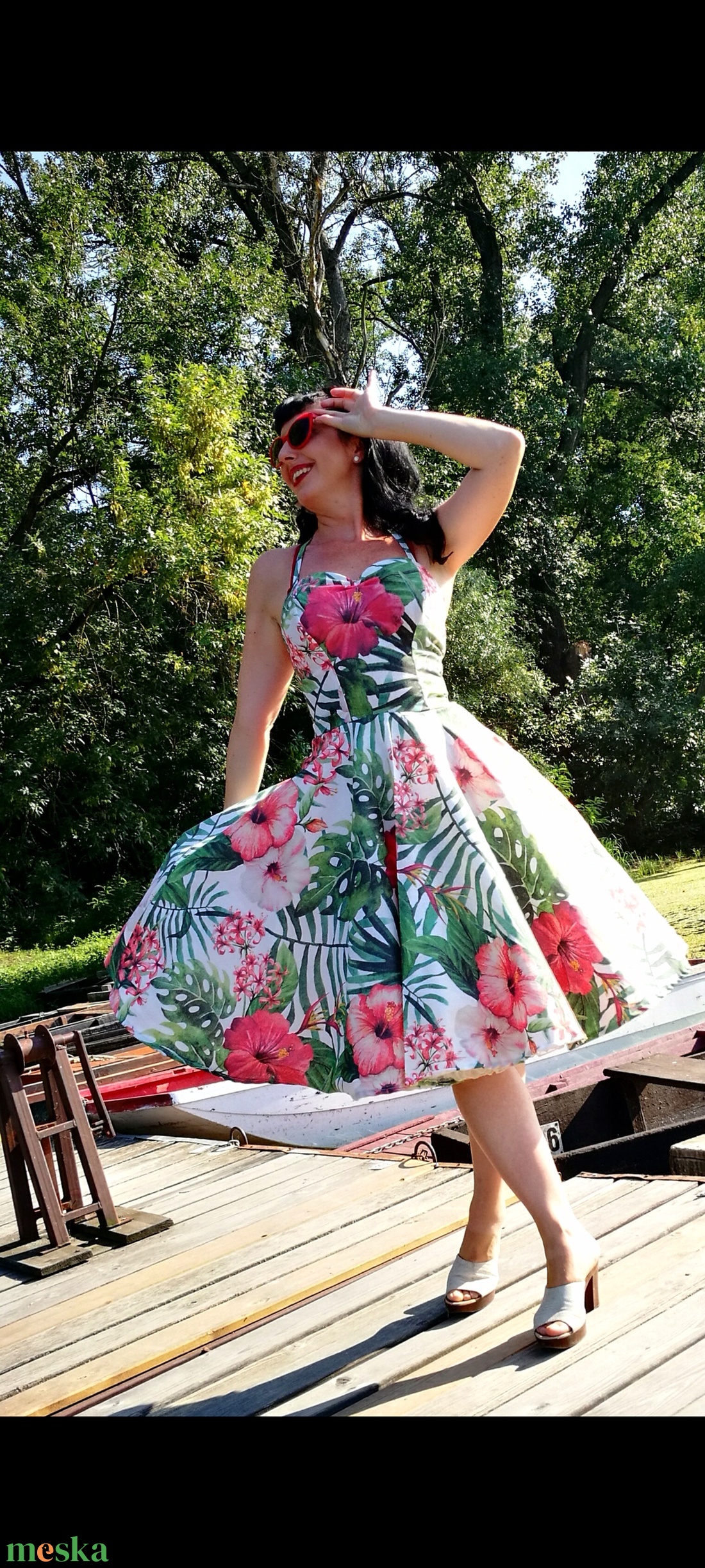 Pinup Rockabilly ruha, hibiszkusz trópusi mintás, virágos - ruha & divat - női ruha - ruha - Meska.hu Pinup Rockabilly ruha, hibiszkusz trópusi mintás, virágos - ruha & divat - női ruha - ruha - Meska.hu