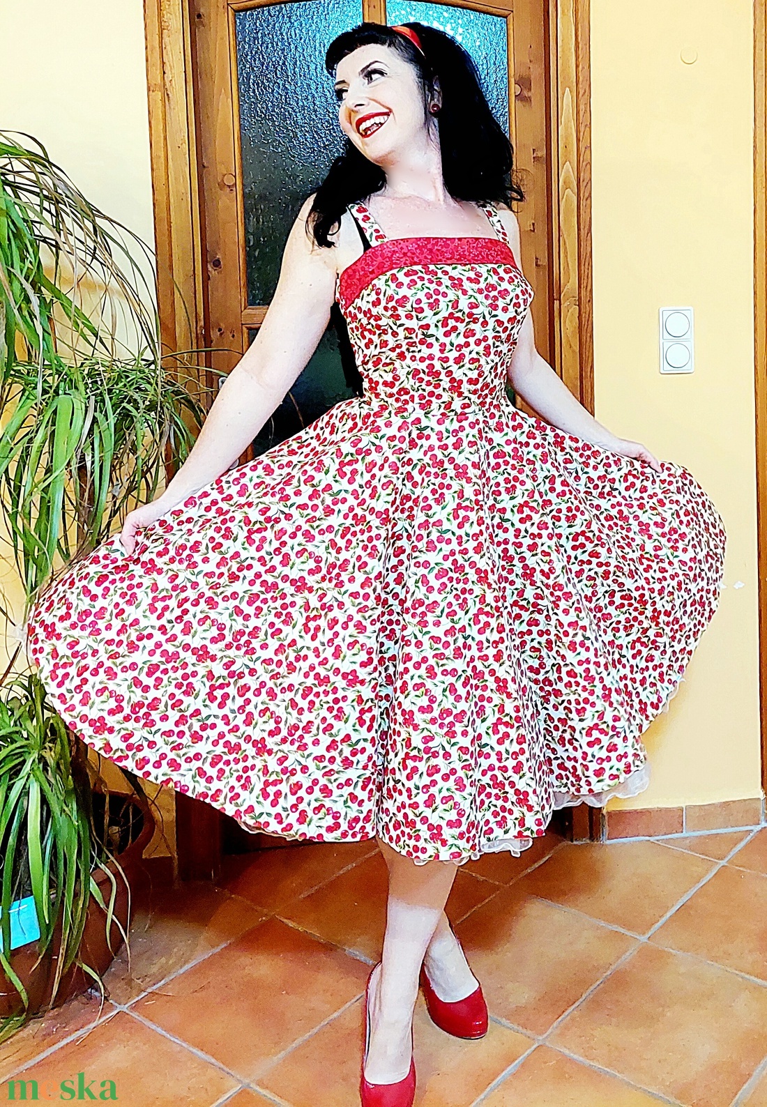 Pinup Rockabilly ruha cseresznyés - ruha & divat - női ruha - ruha - Meska.hu Pinup Rockabilly ruha cseresznyés - ruha & divat - női ruha - ruha - Meska.hu