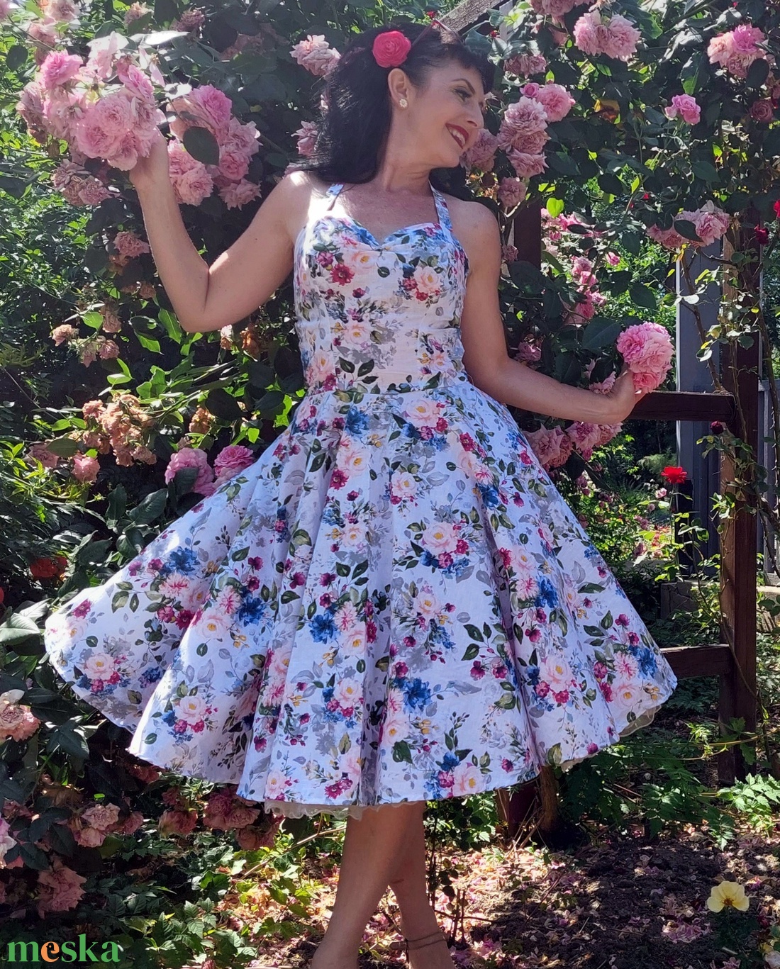 Rockabilly, pinup ruha rózsa mintás - ruha & divat - női ruha - ruha - Meska.hu Rockabilly, pinup ruha rózsa mintás - ruha & divat - női ruha - ruha - Meska.hu