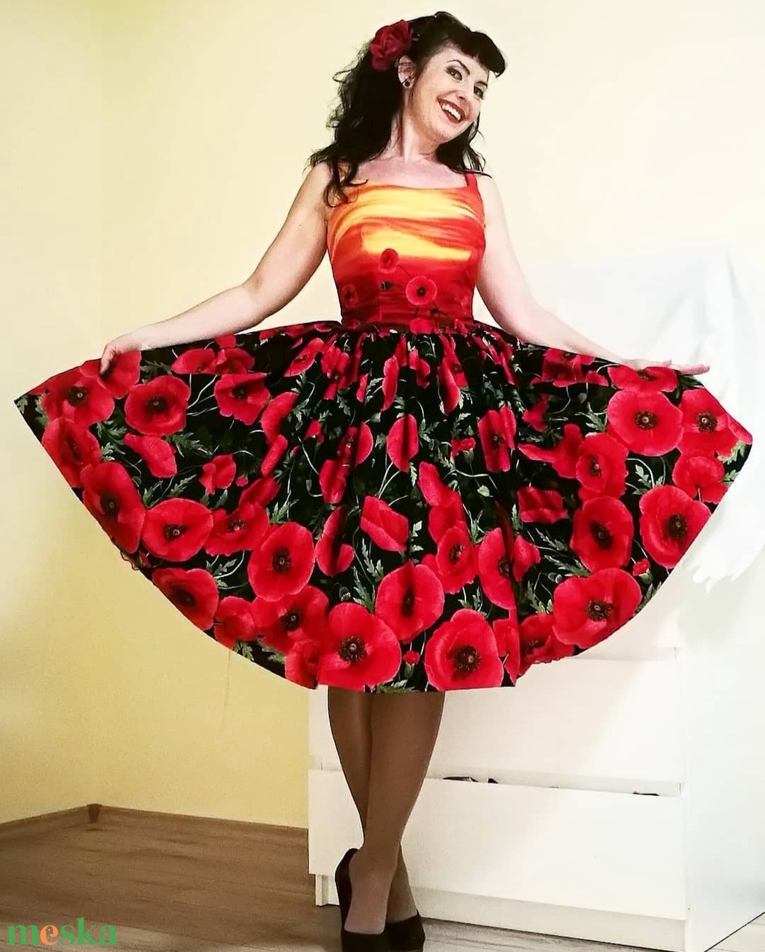 Pinup Rockabilly pipacsos bordűrös - ruha & divat - női ruha - ruha - Meska.hu Pinup Rockabilly pipacsos bordűrös - ruha & divat - női ruha - ruha - Meska.hu